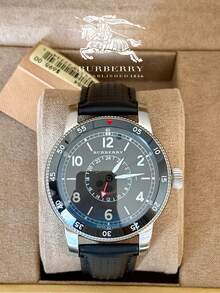 Burberry Utilitarian GMT Swiss Black Leather Men's Watch - Black - View 2