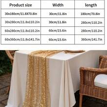 1pc Gold Sequin Table Runner, Dining Table Decor, Wedding Decoration Fabric, Sparkling Gold Table Cloth For DIY Party Decoration, Suitable For Wedding, Birthday, Housewarming, Romantic Date, Reception, Christmas, Valentine's Day, Ramadan And Other Holidays - Gold - View 5