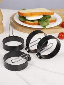 2pcs/4pcs 7.5cm Diameter Stainless Steel Egg Rings With Heat-Resistant Handle, Egg Mold For Fried Eggs, Tamagoyaki, Pancakes, Kitchen Cooking Tool, Breakfast Essentials, Great Gift - Multicolor - View 6