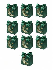 10 Hộp Quà Ramadan Mubarak Hình Trăng Khuyết và Sao kèm nơ satin, Giấy gói quà in chữ thư pháp Ả Rập mạ vàng, Hộp quà nhỏ trang nhã cho lễ Ramadan, Giấy gói quà tiệc Eid, Hộp quà tráng miệng lễ hội Hồi giáo, Hộp quà thủ công cao cấp đựng bánh kẹo, sô cô la, quà nhỏ, Họa tiết trăng sao trang trí, Bao bì quà tặng ngày lễ độc đáo cho các buổi tụ họp lễ hội. - 7X5X7cm - Xem 13