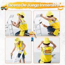 AUTOWT Disfraces de Construccion para Niños 13PCS Disfraz de Pequeño Constructor Chaleco con Cinturon Herramientas y Gorra para Halloween Juguetes Rol Fiesta Cumpleaños Niños 3 4 5 6 AñosConveniente y duradero, favorito para niños - Multicolor - Ver 8