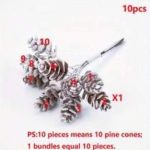 10/30个仿真松果，DIY圣诞花环、花束、婚礼和家居派对装饰，白色松果，圣诞家居装饰，仿真圣诞植物家居装饰房间装饰 - 彩色 - 查看 13