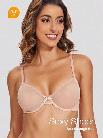 Wingslove 透视无衬里轻薄透气网眼文胸