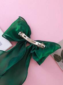 1pc Mint Green Chiffon Extra Large Bow Wavy Hair Clip, Elegant Soft Hair Accessory For Spring, Hair Claw, Hair Clip, Hair Barrette, Hair Crab, School Supplies, College, Bow, Cute, Women's Christmas Outfit, Elegant, Women's Winter Outfit, Holiday Decor