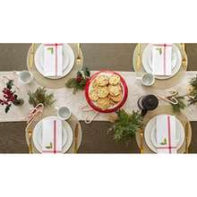 DII - Mantel Festivo metálico Brillante, Camino de Mesa, 35 x 183 cm, Estampado de Copos de Nieve metálicos(Table Runner, 14x72" Copos de nieve Jacquard) - Multicolor - Ver 8