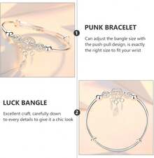 Pulsera Expandible de Alambre Ajustable Dije Atrapasueños Plateado Brazalete Hueco Diseño de Plumas y Borlas Accesorio Punk para Estudiantes y Uso Diario - 1 - Ver 5