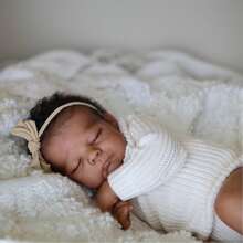 50cm Sleeping State Black Brown Skin Reborn Doll Toy, Vinyl Limbs, Cloth Body, 20 Inch Realistic Baby Doll, Cute Birthday Gift, Bath Time Playhouse Toy - Sleeping Baby Doll - View 5