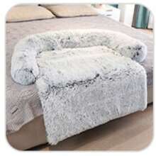 1pc Soft Plush Dog Bed Mat, Removable And Washable, Suitable For Large, Medium And Small Dogs/Cats, Can Be Used As Pet Sofa Pad Or Furniture Protector (Light Gray) - Light Grey - View 7