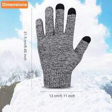 Guantes de Invierno Con Pantalla Táctil Antideslizante Para Hombre y Mujer - Tejidos Con Interior de Forro Polar - Gris - Ver 2