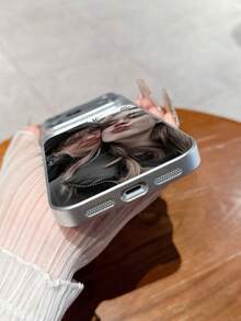 1 buah Casing Ponsel Kaca Tempered Mewah dengan Jendela Pandang Lebar yang Dapat Disesuaikan untuk Pasangan/Teman/Hewan Peliharaan, Pelindung Lensa Matte Anti-Jatuh, Kompatibel dengan iPhone 17/17Pro/17ProMax/17Air/16/16Pro/16ProMax/16Plus/15/15Plus/15Pro/15ProMax/14/14Plus/14Pro/14ProMax/13/13Pro/13ProMax/12/11, Aksesoris Ponsel, Pelindung Kelas Atas Cakupan Penuh, Casing Ponsel Lucu - Perak - View 6