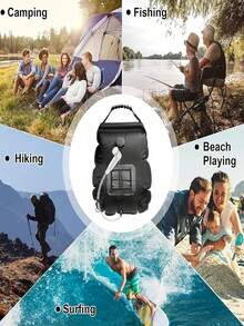 1个黑色户外露营男女通用淋浴包，便携式淋浴包，海滩旅行露营必备，升级版淋浴喷头，防水防紫外线，材质优良，方便携带