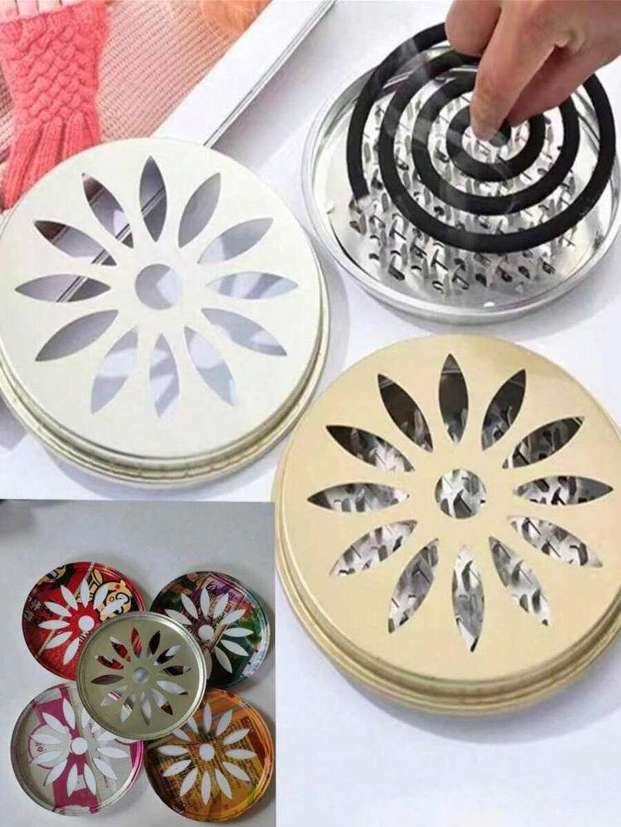 1个/2个装蚊香架带盖，大号蚊香架，阻燃卧室烟灰缸 - 銀色 - 查看 1