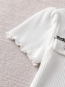 Soft & Skin-Friendly Knitted Long Dress For Women, Pearl Button With Bow Tie, Faux Pocket Trim Design, Ruffle Cuff & Hem, Suitable For Birthday Party, Performance, Daily Wear - White - View 8