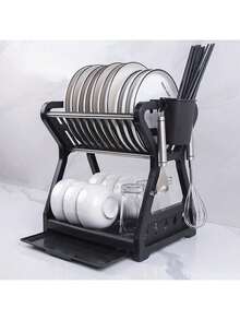 1个厨房碗碟晾干架，双层餐具收纳架 - 彩色 - 查看 8