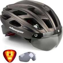 Adult Cycling Helmet with Magnetic Goggles & LED Back Light, Adjustable for Men and Women - Titanio - Ver 2