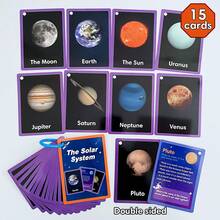 15Pcs Double Sided Solar System Flash Cards - Kids Planets & Space Educational English Learning Cards Preschool Astronomy Science Vocabulary Flashcards - Multicolor - View 14