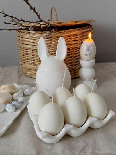 1 st 8-i-1 ägg silikonform, gör-det-själv påskäggsdoftljusform, semesterinredning / presentprydnad epoxihartsform, hantverkstillverkning gjutformar, konstprydnad gipsform