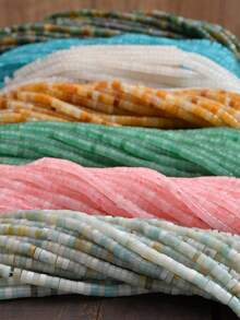 38cm/String Natural Stone Abacus Cylinder Decorative Spacer Beads, Flat Round 4*2mm Natural Stone Jewelry Making Materials Approx. 190pcs, Suitable For DIY Necklace, Bracelet And Crafts - Multicolor 1 - View 11