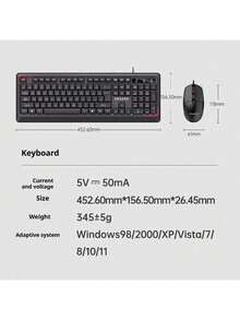 Lenovo KM201 Wired Keyboard and Mouse Combo for Laptops, Desktops, and Office Use - 黑色 - 查看 4
