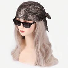 Silver Leopard And Snake Print Laser Scarves, Shimmering Headscarves And Fashion Accessories - Khăn vuông nhuộm màu vàng kim - Xem 9