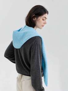 طقم وشاح وقبعة محبوكة للنساء، لون أحادي، دافئ للأذن في فصل الخريف والشتاء، متعدد الاستخدامات للارتداء اليومي والتسوق والسفر، قطعة واحدة