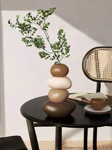 1个大型树脂幸运石花瓶 - 手绘装饰摆件，仅适用于人造花 - 圣诞节和新年节日家居及办公室装饰 - 节日礼物、优雅装饰品、秋季家居点缀、婚礼餐桌中心摆件、简约置物架装饰 - 彩色 - 查看 2