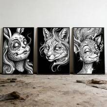 A Life Celebration In Sugar Skull Style. 3 PiecesArt Of Rabbit, Fox & Deer – A Vibrant, Dark Remix Of Nature. For The Bold & Spiritually Inclined. - Multicolor - View 1