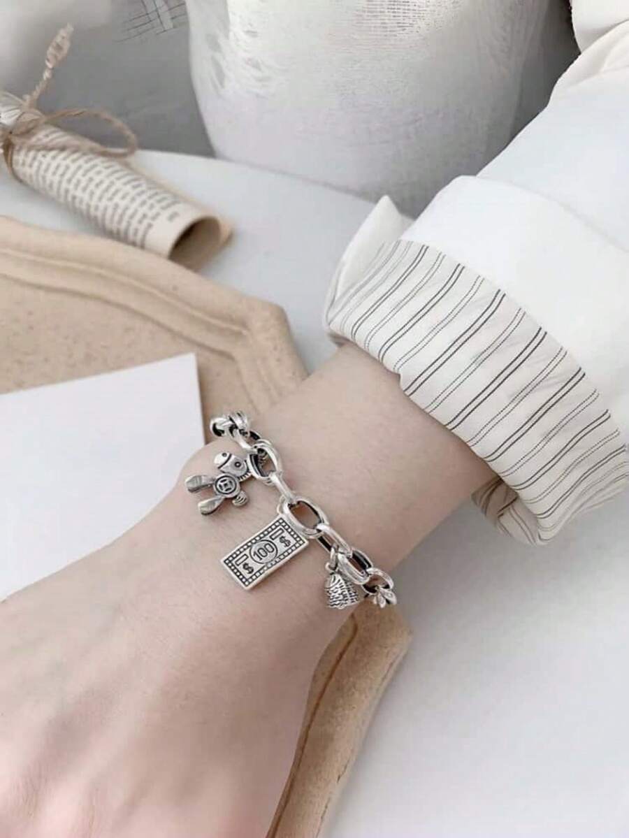 1pc Charming Vintage Style Bracelet With Horse & Coin Charms - Perfect Gift For Her - Luxury Women's Fashion Jewelry, Suitable For Everyday And Party Wear - Multicolor - View 1