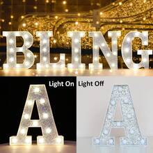 Letras decorativas LED de tono cálido Las letras plateadas iluminadas son perfectas para iluminar tus fiestas, cumpleaños, bodas, aniversarios y dormitorios. Letra W - 1 - Ver 4