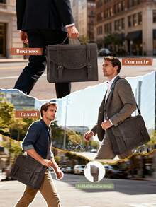 NEWHEY Flap Messenger Bag For Men Vintage PU Leather Laptop Bag 15.6 Inch Retro Briefcase With Wallet Satchel Computer Bag - Multicolor - View 4