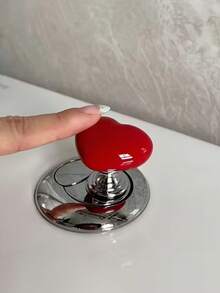 1pc Heart-Shaped Toilet Tank Dual Flush Button, Extended Toilet Flush Button Cover, Cute Heart-Shaped Button, Furniture Hardware Handle, Cabinet Drawer Handle, Suitable For Standard Flush Valve, Toilet Tank, Essential For Nail Art Enthusiasts, Bathroom Small Tool, Home Decor, Bathroom Supplies, Practical Toilet Flush Button. Bathroom Accessories Bathroom Tools - Multicolor - View 1