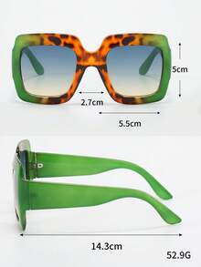 1 Pair Women's Square Wide-Brim Colorblock Fashion Glasses, Fashionable For Runway, Street Style, Beach, Party - Multicolor - View 5
