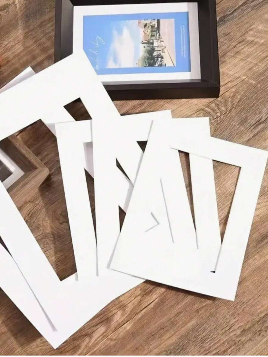 10 Piece Wooden Frame Liner, 6-Inch, 7-Inch, 8-Inch White Wooden Frame Liner For Photo Wall Display, Rectangular Gray White Lined Cardboard, Art Display Frame, Frame Cardboard - Multicolor - View 1