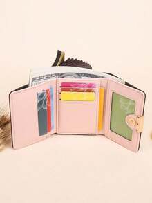 复古纽扣钱包 商务休闲多卡位零钱包 便携式三折短款钱包 复古拉链钱包 时尚纽扣女士钱包 适合日常外出购物 女士钱包 迷你钱包 钱包 小钱包 可爱钱包 钱包钥匙扣 可爱小物 复古钱包 - 粉色 - 查看 5