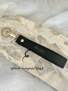 Llavero de cuero de PU con letra personalizada, llavero de pulsera personalizado, recuerdo de boda, llavero de coche, llavero de cuero unisex - Multicolor - Ver 13