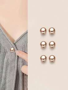 6/2 chiếc khuy nhựa thiết kế ngọc trai - Khuy điều chỉnh không cần may, khuy trang trí hình cầu màu trắng/bạc và vàng sáng bóng cho áo sơ mi, váy, áo khoác và áo kiểu - Bền và dễ sử dụng (6 chiếc), khuy đính kim sa thời trang, khuy đầu phẳng thanh lịch cho áo cardigan và áo khoác nữ - Nhiều màu - Xem 17