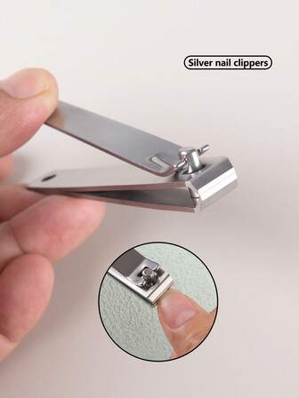 1个不锈钢指甲钳，平刃指甲修剪器，男女通用