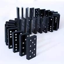 28片桌上遊戲，趣味桌面多米諾玩具，適合戶外露營與旅行，黑色木盒多米諾骨牌，互動策略遊戲，可培養技巧，多人互動遊戲，遊戲禮物 - 彩色 - 查看 7