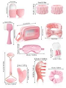 Bộ dụng cụ làm đẹp da mặt massage & làm sạch (3/5/8/14 món), bao gồm: dụng cụ cạo gió Gua Sha, con lăn massage, viên đá lạnh, cọ rửa mặt, máy massage đầu, băng đô, mặt nạ mắt, mũ trùm tóc, dây buộc tóc, túi đựng - Thích hợp làm quà tặng cho phụ nữ, sinh viên, các bà mẹ, chị em gái. - Nhiều màu - Xem 2