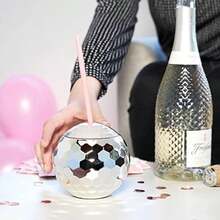 Blush Silver Disco Ball Cup con tapa y pajita, 16 onzas, juego de 1 unidad, suministros de fiesta(Bola de discoteca plateada) - Multicolor - Ver 2