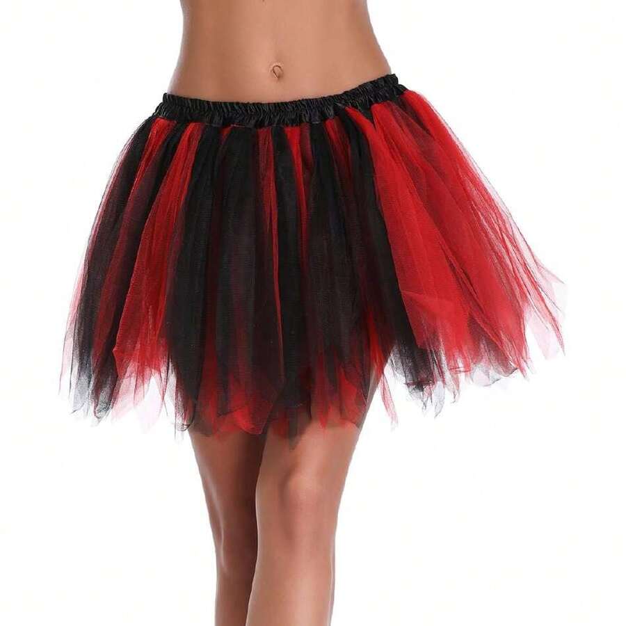 Women's Teen's 1950s Vintage Tutu Tulle Petticoat Ballet Bubble Skirt,35623655 - 紅白色 - 查看 1
