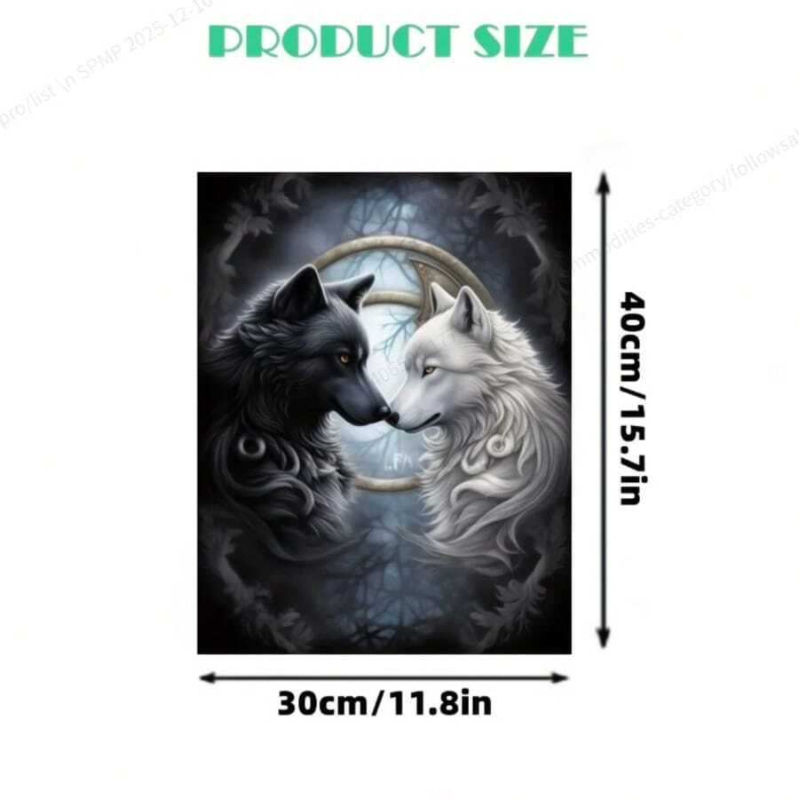 1 Stück Schwarz-Weiß Wolf Muster Leinwand Gemälde Poster, Leinwand Hochauflösend Druck Gemälde, Wand Dekoration Kunst, Ohne Rahmen