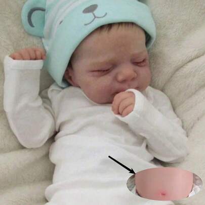 48cm/19in Soft Vinyl Reborn Baby Doll, 3D Painted Skin With Visible Veins, Realistic Sleeping Newborn Doll For Bath, Children's Birthday Gift (Accessories Like Pacifier, Bottle, Diaper, Hat And Outfit Included, Randomly Assorted)
