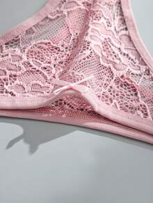 3pcs/Set Women's Romantic Sexy Lace Bow Thong Seamless Stretch Panties - Multicolor - View 10