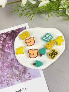 10pcs Cute Bear Animal Shoe Decoration Set, Detachable PVC Decor, Creative Street Style Accessory, Perfect Christmas Gift - Multicolor - View 1