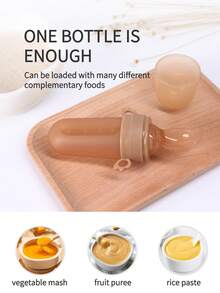 KUNT 1pc Baby Squeeze Fruit Puree Bottle, Multifunctional Soft Spoon, Baby Food Feeder, Silicone Nipple