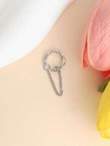 1pc Vintage French Style Tassel Chain Ear Cuff, Versatile For Daily Wear - Silver - View 4