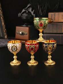 优雅永恒的浮雕金属高脚杯 - 复古葡萄酒、香槟和利口酒杯 - 1.01盎司，无铅，可重复使用，酒吧、酒馆、俱乐部和餐厅的理想之选 - 时尚的夏季必备饮具 - 彩色 - 查看 7