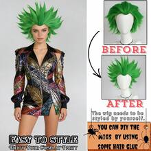 男女通用短款刺猬头层次直发动漫角色扮演假发，耐热合成纤维，圣诞时尚派对道具，棕色、白色、粉色、绿色可选，男女皆宜，日常、节日、舞会、音乐、电影、电子游戏、超级英雄等场合通用服装假发，酷炫独特的摇滚酒吧、俱乐部、锐舞派对装饰，舞台表演配饰，理想的礼物之选。 - 彩色 - 查看 9