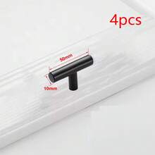 1个/4个黑色金色橱柜把手拉手拉手拉丝不锈钢厨房橱柜门把手家具抽屉拉手五金拉手T型把手 - 黑色 - 查看 12